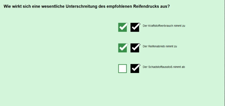 wie wirkt sich eine wesentliche unterschreitung des empfohlenen reifendrucks aus